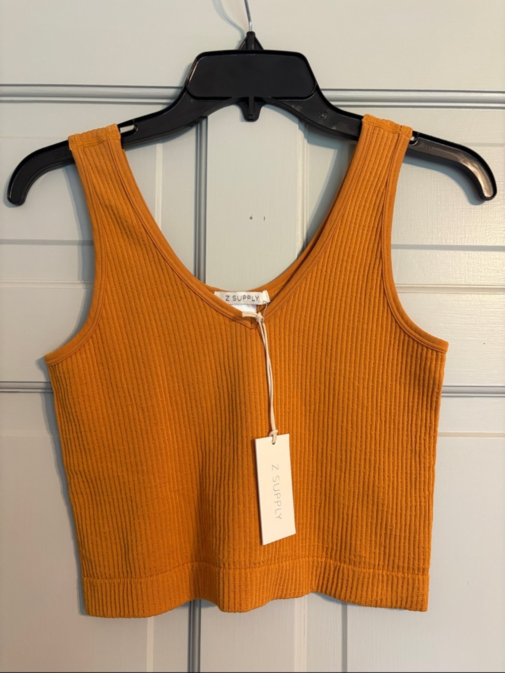Z Supply M/L Ribbed Crop Seamless Tank in Mustard Gold